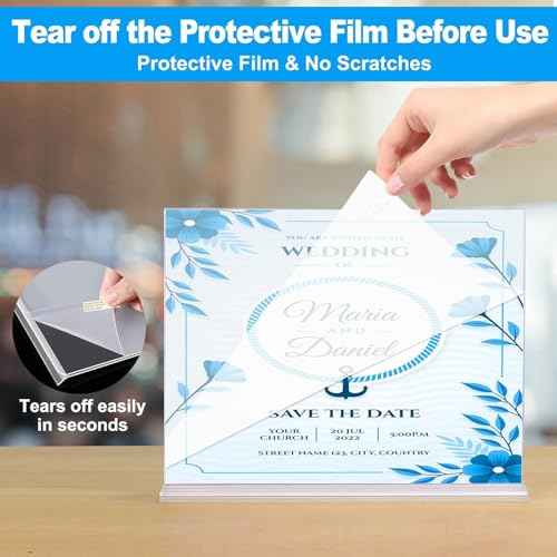 EHWINE Acrylic Sign Holder 4 x 6 Horizontal, 20 Pack Double-Sided Stand up Table Top Sign Holders, Clear Acrylic Picture Frame Menu Flyer Paper Holder Display Stand for Cashier Counter Restaurant Office Wedding Party