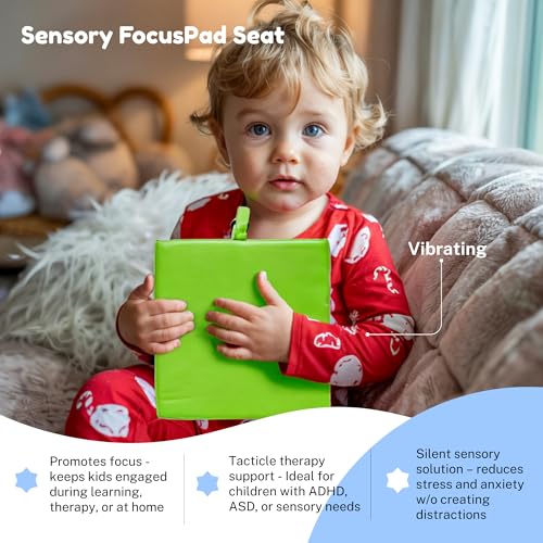 Special Needs Essentials FocusPad Square Sensory Seat | ADHD & Autism Support Cushion | Wobble Pad for Kids & Adults | Portable & Durable Calming Tool ? Green, 1 Count