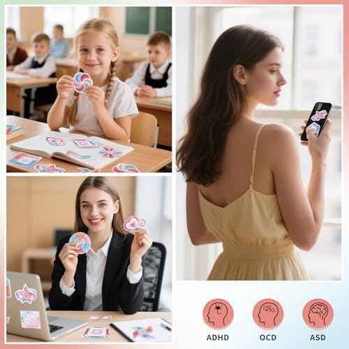 36Pcs Calm Stickers for Anxiety Sensory Stickers 2 Textured Reusable Breathing Mindfulness Textured Fidget Stickers for Office & Classroom Desk, Anxiety Relief for Adults & Kids