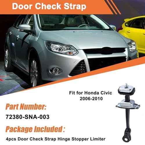 PHEZEN Door Check Bracket Stop Strap Set of 4, 72380-SNA-003 LH RH Side Car Door Check Strap Hinge Stopper Limiter Compatible with 2006 2007 2008 2009 2010 Honda Civic
