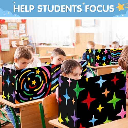 24 Pcs Inspirational Privacy Folders for Students Privacy Boards Cardboard Desk Divider Classroom Waterproof Testing Divider Bulk for School Teacher Home Focus Study Supplies (Chalkboard)