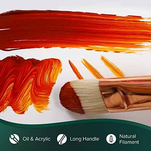 Silver Brush Limited 1003-12 Grand Prix Filbert Paintbrush for Oil Painting, Size 12, Long Handle