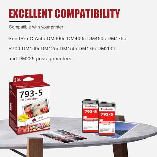 2 Pack 793-5 Red Ink Cartridge Compatible 793-5 High Capacity Red Ink Replacement for DM100 DM200 and SendPro C and SendPro+ | 35ml