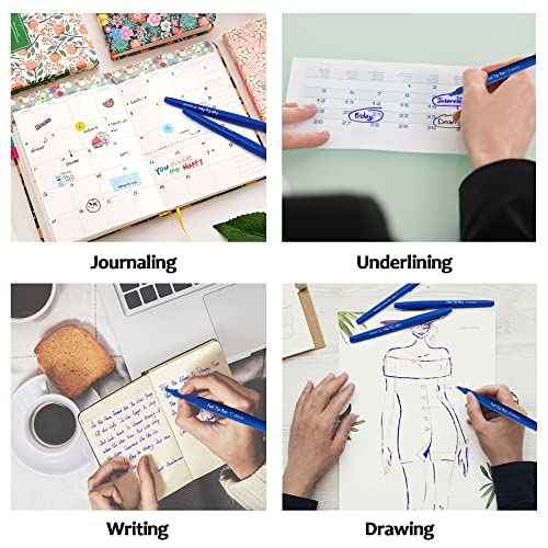 Lelix Felt Tip Pens - 60 Blue Pens, 0.7mm Medium Point, Perfect for Journaling, Writing, Note Taking, Planner, Art, Office & School Supplies