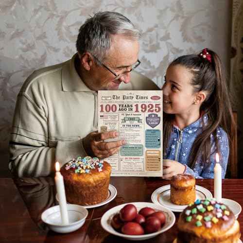 100th Birthday Card for Men Women, Retro Birthday Gifts for 100 Year Old Man Woman, 100th Bday Decorations for Grandpa Grandma