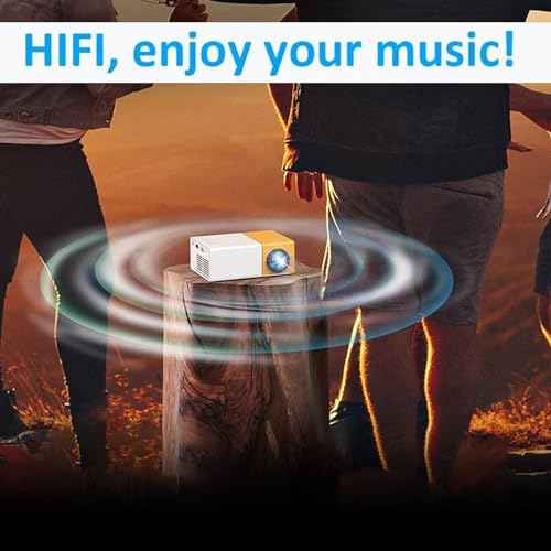 Mini Projector, Full HD 1080P Home Theater Video Projector Proyector, Portable Projector for Cartoon, 4:3 24 to 60 Inch Movie Projector with Remote Control and AV Cable (US)