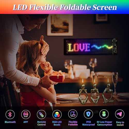 Portable LED signs Customizable Display USB Scrolling LED car sign Flexible RGB Store Sign DIY£¬APP control for Car Holte Store and Bar, 5V, 20 * 64Led