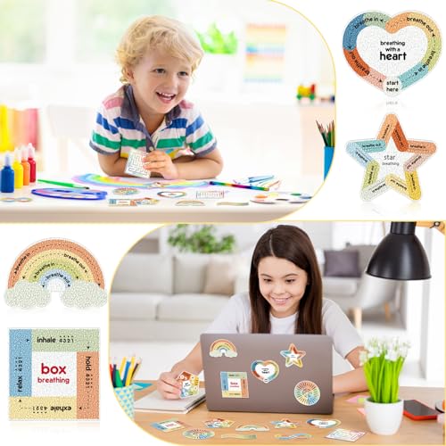 Libima 72 Pieces Anxiety Sensory Stickers Textured Stickers Fidget Mindfulness Sticker School Counselor Supplies Adult Sensory Items Anxiety Relief, 9 Styles(Retro Color)