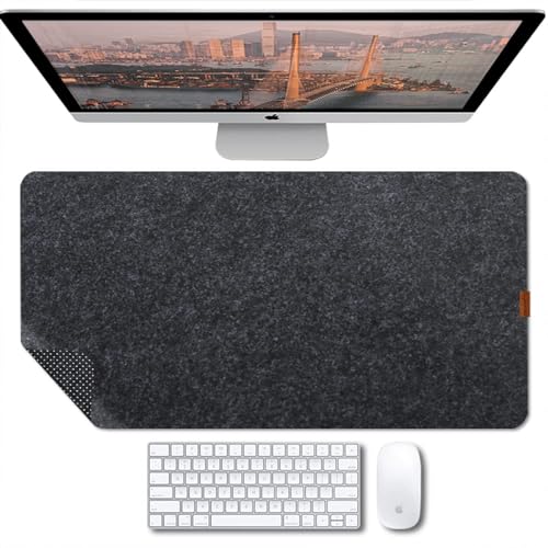 Bright Stone Felt Desk Mat 11.8x27.5 Inch Non-Slip Office Desk Protector Black