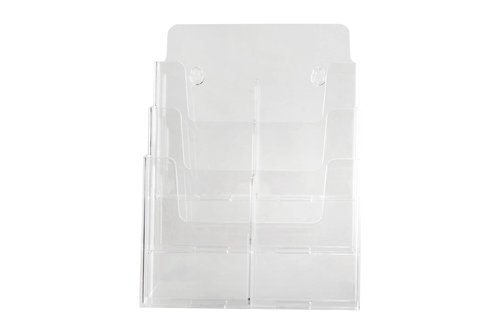 Dazzling Displays Clear Acrylic Brochure Holder, Fits 8.5 x 11 Inch Material, 3-Tier Multi-Pocket Brochure Display Stand for Business, Office, Trade Shows