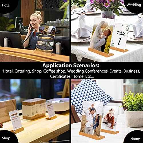 TONICE¢ç 3 Pack 8.5x11 Acrylic Sign Holder L Shape Slant Back Design Clear Acrylic Frame Wood Base, Table Menu Display Stand, Flyer Display (Optional 8.5x11/5x7 Inch L/T Shape)