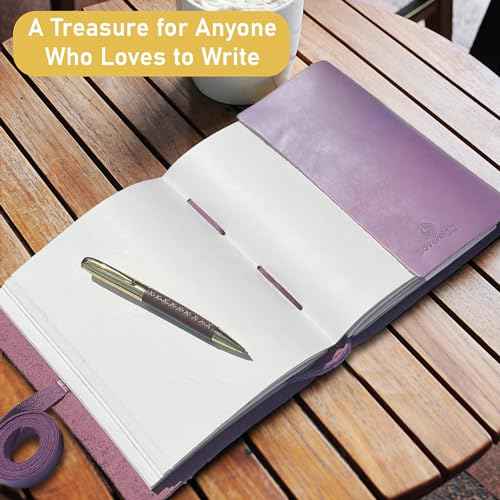 Sovereign-Gear Leather Journal for Women, Handmade Purple Heart Bound Journal with Stylish Pen, Vintage and Classic, A5 Embossed Heart Leather Notebook, 8x6 Unlined Sketchbook