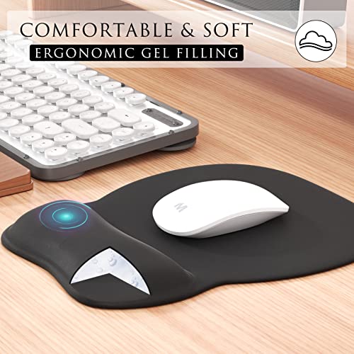 MROCO Black Ergonomic Mouse Pad with Gel Wrist Rest, 9.4 x 8.1 in