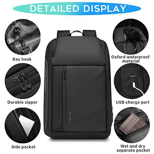 BANGE Travel Backpacks, Overnight Laptop Carry-On Backpack for Airplanes, Waterproof 15.6 inch Laptop Backpack for Men and Women