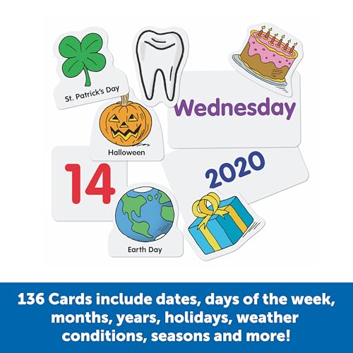 Learning Resources Calendar & Weather Pocket Chart - Classroom Calendar, Calendar and Weather Chart for Classroom, Teacher and Back to School Supplies