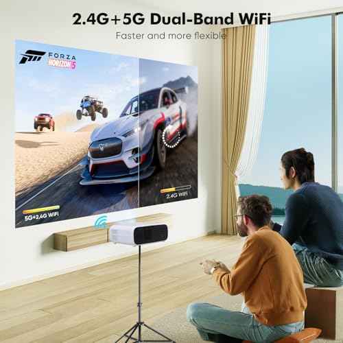 Projector with WiFi and Bluetooth, Native 1080P Portable Projector, 500 ANSI Outdoor Mini Projector Home Theater, Compatible with HDMI/USB/AV/Smartphone/TV Box/Laptop,Grey