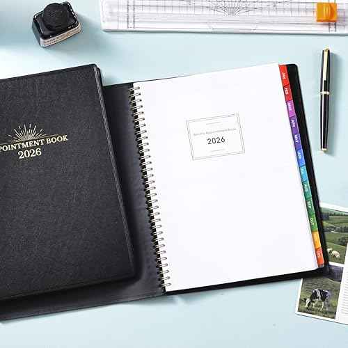 2026 Appointment Book & Planner - 2026 Daily Hourly Planner, 8.5" x 11", Jan 2026 - Dec 2026, 2026 Weekly Appointment Book, Planners with Colorful Tabs, Leather Cover, 15-Minute Interval - Black