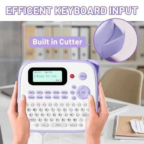 Label Maker Machine with-Tape Waterproof, Purple Desktop Label Maker for Teachers Kids Classroom Gifts, Portable Labeler with Multiple Symbols &Fonts for Home Office School Use, D210S