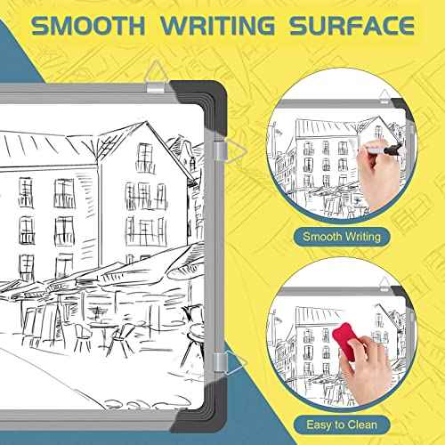 Dry Erase Calendar Whiteboard for Wall, Polegas 16" X 12" Magnetic White Board Board, Small Wall Monthly Double Sided Boards Student, Home, Office (White)