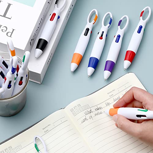 Yinder Retractable Shuttle Pens with Buckle Clip 4 in 1 Multicolored Ink Nurse Ballpoint Pens with Keychain for Office Supplies Teacher Gifts(120 Pieces)