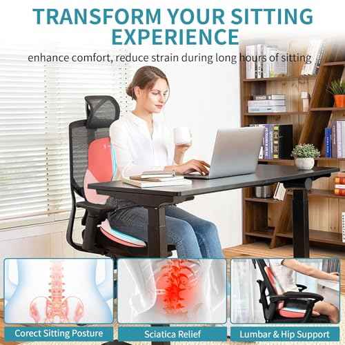 FLORICH Memory Foam Car Seat Cushion and Lumbar Support Pillow, Soft Butt Pillow for Tailbone Relief, Cute Drivers Seat Cushion for Long Driving Travel