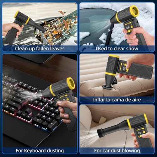 Cordless Air Duster-280000RPM Super Power Air Duster Rechargeable,Stepless Speed Change Mini Air Duster Rechargeable,with Display Screen & Light,Dust Blower for Computer, Keyboard, House,OutdoorandCar