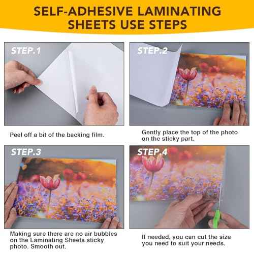 50 Pack Self Adhesive Laminating Sheets, 9 X 12 Inch, Clear Sticker Laminate Sheets Waterproof for Documents, Photos, No Machine Needed Heatless Durable