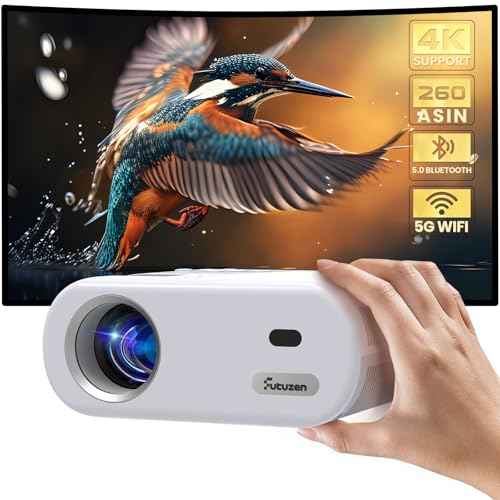 Mini Projector with WiFi and Bluetooth - Portable HD Projector Compatible with iOS/Android Phone/Tablet/Laptop/PC/TV Stick/Box/USB Drive/Game Console,720P Resolution,260 ANSI, 200-Inch Display