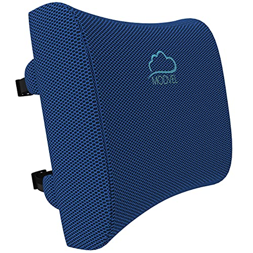 Modvel Lumbar Support Pillow for Office Desk Chair - Memory Foam Back Cushion (MV-101-BLUE)