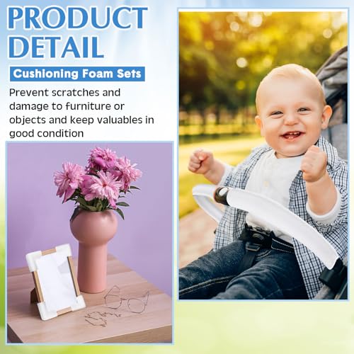 24 Pcs Foam Corner Protectors for TV Moving Mirror Shipping, White