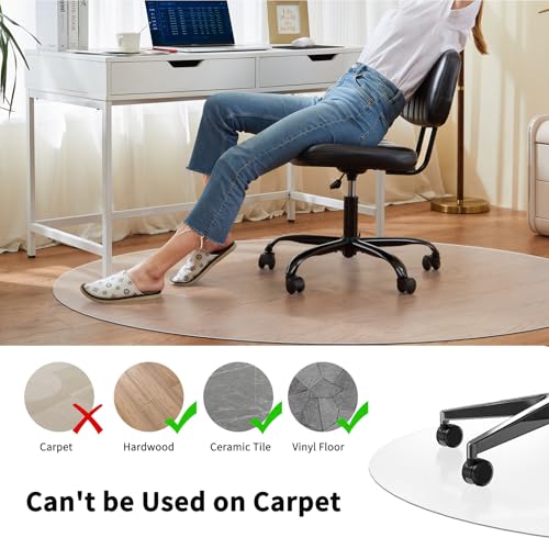 WASJOYE Office Chair Mat for Hard Floor, 36" Round Transparent Hard Floor Protector Cover Home Floor Mat for Computer Desk Rolling Chair
