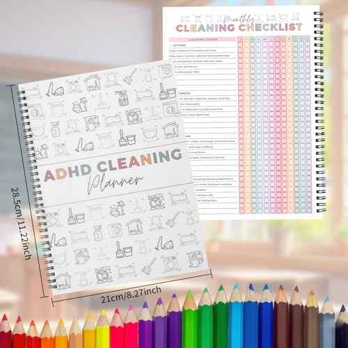 ADHD Cleaning Planner?, Cleaning Plan Schedule and Checklist? for Adults and Teens, Adhd Cleaning and Organizing Planner, Daily Weekly Monthly Checklist for Home, Reusable ?DIY Household Cleaning Planner?