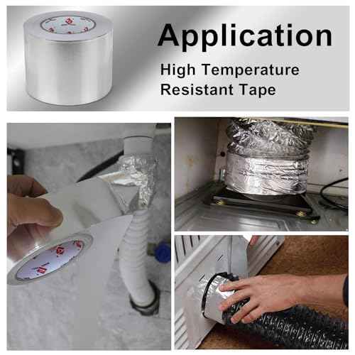 BOMEI PACK Aluminum Foil Tape,Heavy Duty Metal Duct Tape,High Temperature Silver Tape,Perfect for Sealing & Patching,HVAC,Air Ducts,Insulation and Metal Repair (8 Inch x 55 Yards)