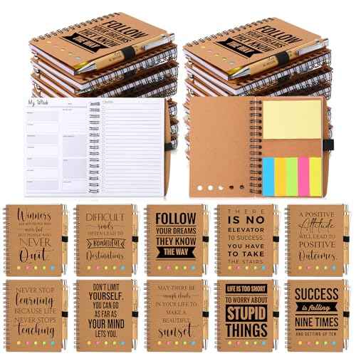 30 Sets Employee Appreciation Gifts Bulk Inspirational 2025 Weekly Planner Spiral Notebooks with Sticky Notepad Bamboo Ballpoint Pen Christmas Thank You Gift for Coworker Medical Assistant