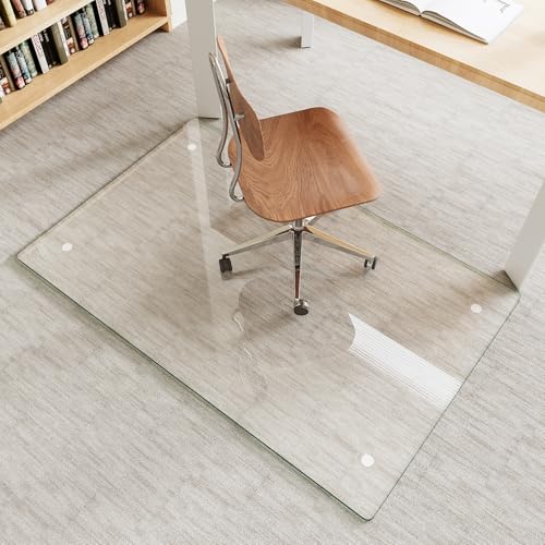 30x48 Tempered Glass Chair Mat for Carpet & Hard Floors - Transparent by MYSUNORIA (30"x48")