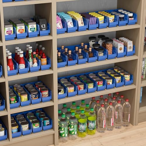 Akro-Mils Heavy Duty Plastic Shelf Bins 12x4x4 Blue 24-Pack - Durable Storage