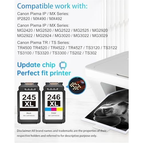 LEMERO 245XL Ink Cartridge PG-245 CL-246 Replacement for Canon Ink 245 and 246, Compatible with Canon 245XL 246XL Combo Pack for Pixma MX490 MX492 MG2522 TR4522 TR4520 TS3122 TS3322 Printers
