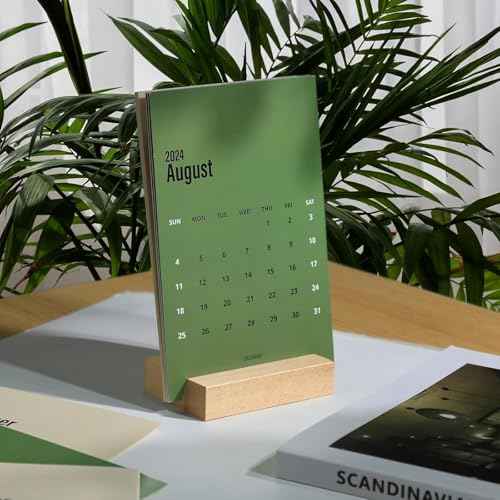 UNIQOOO 3.5" Birch Wood Stand for Monthly Desk Calendar, Wooden Block Base, Cardstock Holder, For Office Home Retail Reception Decor, Photo Display, 10 Pack