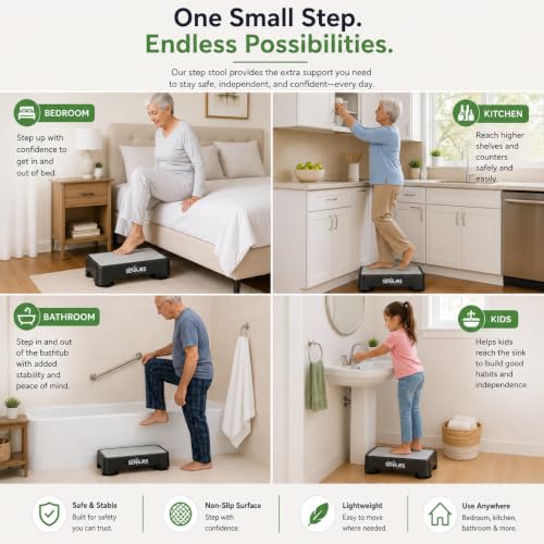 Gray Small Step Stool for Adults - Heavy Duty Anti-Slip Platform, Supports 550 lbs
