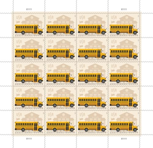 United States Postal Service School Bus Additional Ounce Postage Stamps - 20 Sheet