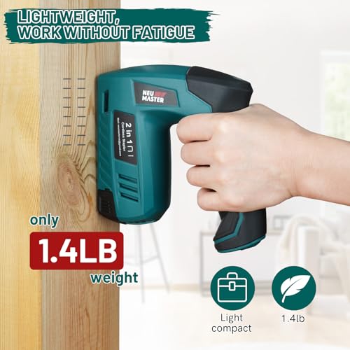 NEU MASTER Electric Staple Gun, 2 in 1 Cordless Brad Nailer with 2000 Staples & Nails, 4V Electric Stapler for Wood, Upholstery, Carpentry, Crafts, DIY
