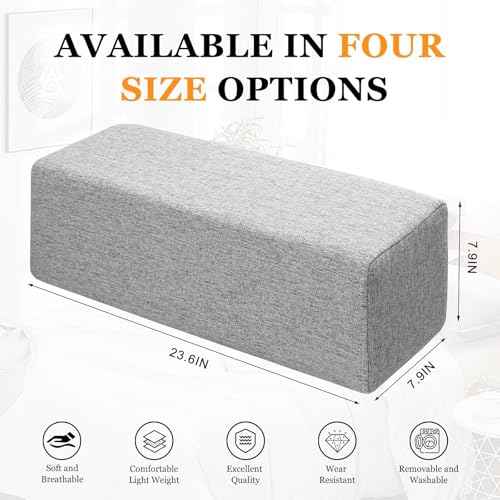 Couch Arm Rest Pillow, Linen Armrest Cushion, High Density Foam Armrest Cushion, Removable & Washable Rectangular Headboard Elbow Support for Armchair Sofa Bed,Beige-2pcs,5.9x5.9x19.7
