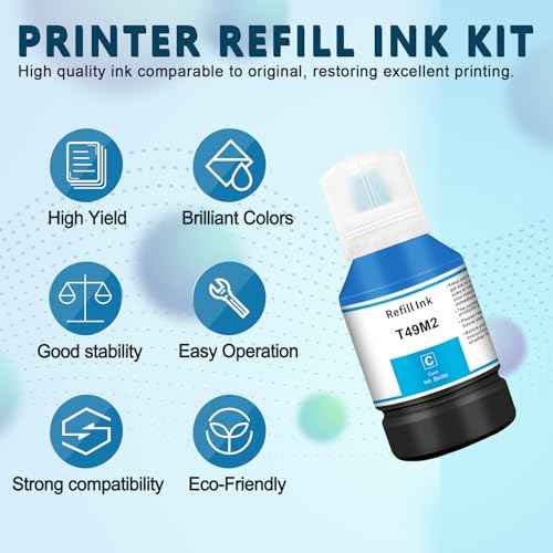 T49M Sublimation Ink T49M1 T49M2 T49M3 T49M4 Autofill ICC-Free Anti-UV for SureColor F170 F570 Sublimation Printers (140ml, BK,C,M,Y)