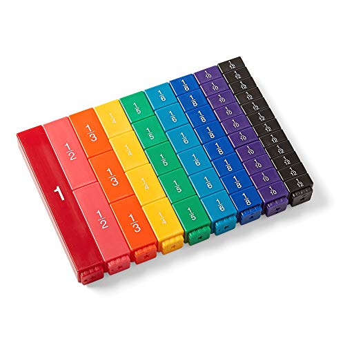 hand2mind Rainbow Fraction Tower Cubes - Montessori Math Manipulatives for 4th Grade, Elementary, Set of 51 - Math Materials