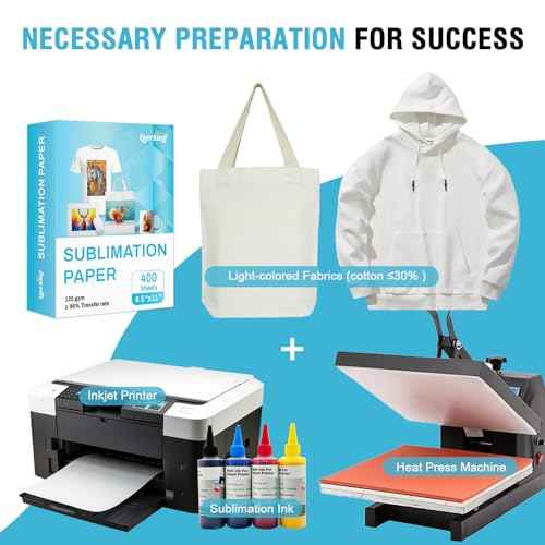 Lzerking Sublimation Paper 8.5x11 Inch 125gsm 400 Sheets, Heat Transfer Paper for Inkjet Printers - Ideal for Various Coatings, DIY Projects, T-Shirts, Phone Cases, Mugs