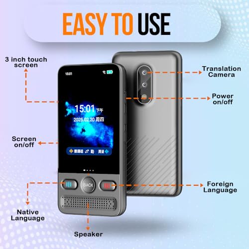 Herpla Portable Language Translator Device - 160 Languages Real-Time Voice & Text Translator