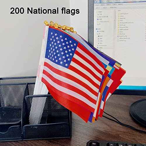TSMD 200 Countries International World Stick Flag Small Mini Hand Held Flags,All Countries Flags,5x8 Inch
