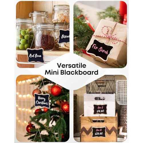 Uniclife 24 Pack Mini Chalkboard Signs for Food, Small Chalkboard Signs with Strings Chalk Markers & Replacement Stickers, Hanging Chalkboards Sign Reusable Wooden Food Labels for Party Buffet Wedding