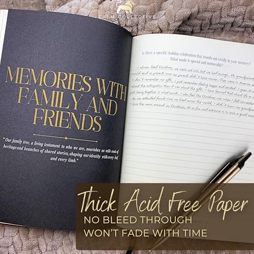 Calm Collective Genuine Leather Legacy Journal | Preserve your Life Story, Celebration of Life, & Memory Keepsake for Grandparents, Mom, Dad