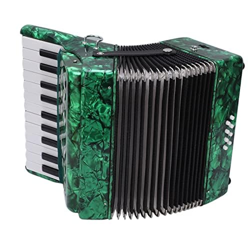 Acordeones Para Adultos, Acordeón Professional 22 Keys 8 Bass Accordion Instrument With Adjustable Straps And Sweet Sound Portable Educational Musical Instrument For Music Lover(Green)